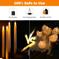LED Candle Spiral Taper Candles Decorative Wedding Candles 3D-Wick Realistic Flameless Candles Light Birthday Party Decoration