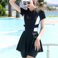 2026 New One-Piece Conservative Slimming Tummy-Covering Plus Size Korean Sports Training Diving Stud