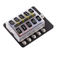 10-way car modification fuse box with LED light, multi-way fuse box, blade-type fuse holder