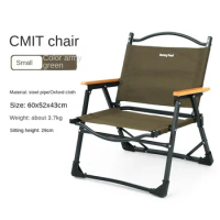 Khaki Camping Chair Portable Outdoor Chair Aluminum Alloy Wood Grain Folding Chair Camping Equipment Kermit Beach Chairs