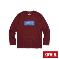 EDWIN 藍圖LOGO薄長袖T恤-男款 朱紅色 #丹寧服飾特惠