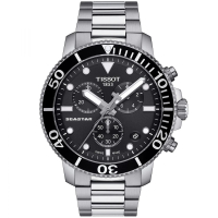 TISSOT 天梭 官方授權 Seastar 1000海洋之星水鬼300米潛水三眼計時石英錶-45.5mm/黑(T1204171105100)