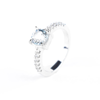 CGG Cincin Batu Permata Aquamarine Beryl Ring Titanium 3 Color Free Box