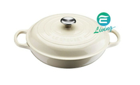 Le Creuset 壽喜燒鑄鐵鍋 圓鍋 30cm 3.2L 棉花白／薄霧灰【299免運領券再享折扣】