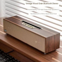 Retro XM520 Wooden Wireless Speaker Bluetooth 5.3 TF Card USB Flash Computer Long Speakers Outdoor Heavy Bass Stand Home Stereo