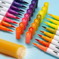 12 Colors Artist Coloring Marker Pens, Fine &amp; Brush Dual Tip Pen Art Supplier for Manga Coloring Books Drawing Planner Scrapbook