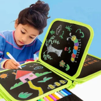 Children Magic Blackboard Educational Child Games Coloring Books Kids Toys to Draw 6 Pages Erase Boards with Water Chalk Pens
