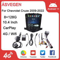 10.4" Android 11 Car Multimedia Video Player For Chevrolet Cruze 2009-2022 Tesla Radio Screen Audio Navigation GPS 4G Stereo