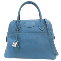 【二手名牌BRAND OFF】HERMES 愛馬仕 藍色 牛皮 Bolide 31 两用包 口R刻 銀扣