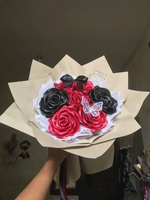 BUNGA BUKET 7 TANGKAI (BOUQUET) MAWAR SATIN HANDMADE Polosan Gold