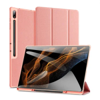 For Samsung Tab S9 S9 FE Case DUX DUCIS Auto Sleep / Wake Up Flip Leather + Soft TPU Trifold Protective Cover