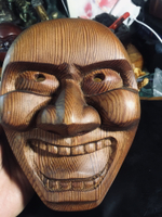日本回流木雕擺飾，一木雕屋久杉面具，紋理漂亮，名家款面具，品