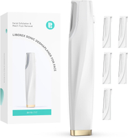 Sonic Dermaplaning Tool for Face - Rechargeable Dermaplane Razor with 6 Refill Dermablades Facial Ha