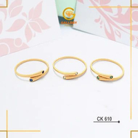CINCIN EMAS DEWASA DOUBLE PERMATA COLOUR EMAS ASLI KADAR 8K(375) CWK 610 - GALERI 21 FASHION