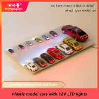 5/10Pcs Model Cars with 12v Led Lights Plastic Car 1:87 Ho Scale /railway/railroad/train Building Scenery Layout Set Model HO/N