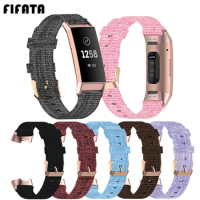 FIFATA Nylon Canvas Wristband For Fitbit Charge 4/Charge 3/Charge 3 SE Smart Watch Replacement Colorful Canvas Watch Strap