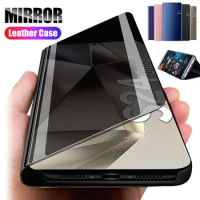 Luxury Mirror Flip Leather Case For Samsung Galaxy S24 S23 S22 S21 S20 Ultra Plus S10 S9 Cover For Samsung Note 20 Ultra 10 Plus