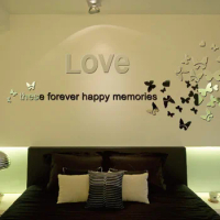 Love These Forever Memories Wall Mirror Sticker Decorative English Letter Wall Sticker for Home Decor