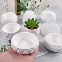 DIY Round Pattern Flower Pot Silicone Mold Cement Gypsum Resin Flowerpot Vase Molds Succulent Flower Pot Resin Planter Moulds
