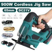 900W 65mm 2900RPM 21VF Cordless Jig Saw Electric Jigsaw Rechargeable with 2 Batteries Metal Woodworking for Makita 18V Battery