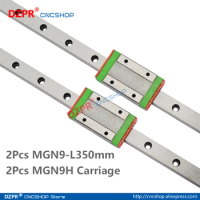MGN9 350mm 2Pcs 13.78 in Miniature Linear Rail 2Pcs MGN9H Carriage Block for 3D Printer CNC Machine CNC Parts