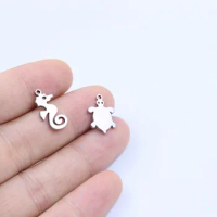10pcs Wholesale Stainless Steel Lovely Sea Horse Tortoise Charms DIY Anklets Earrings Bracelets Unfading Colorless 2 Colors
