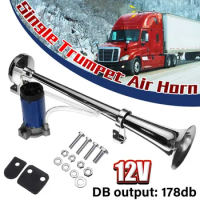 Car Horn Super Loud 12V 178DB Single Trumpet Air Horn with Compressor for Car Truck Lorry Boat Train All Types Automobiles