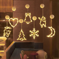 Christmas LED Decorative Lights Snowman Christmas Tree Bell Pentagram Holiday Room Lights Window Lig