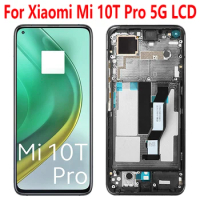 6.67" IPS LCD For Xiaomi Mi 10T Pro 5G LCD Display Touch Screen Sensor Digiziter Assembly Replace For Xiaomi Mi 10T With Frame