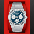 TISSOT 天梭 PRX系列 復古計時機械腕錶 藍色 T1374271104100