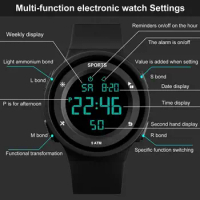 Shockproof Watch Waterproof Shockproof Men's Digital Watch with Silicone Band for Outdoor Activities Ideal for Teens Students