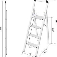 KINGRACK Aluminium 2-5 Step Ladder, Lightweight Step Stool with Non-Slip Pedals, Handrail, Foldable Step Ladder for Kitchen