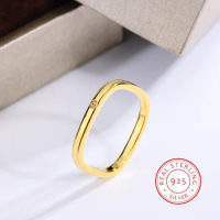 925 Sterling Silver Earrings for Women Simple 18k Gold Loop Women's Ring Fashion Party Jewelry Geometric Gold Ring Wedding Ring