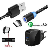 Magnetic Type C Magnet Charge Cable For Samsung Galaxy A30 A50 A71 S8 S10 Nokia 7.1 6.1 Plus Honor 9X 20 QC 3.0 USB Fast Charger