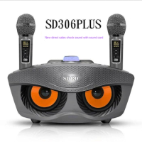 SD306 Plus 2 in 1 Portable Karaoke Wireless Bluetooth Speaker Dual Microphone Owl Speaker 30W High Power Subwoofer Family KTV