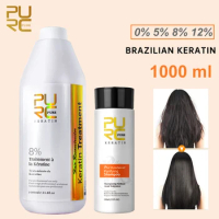 PURC 1000ml Brazilian Keratin Straightening Shampoo Smoothing Treatment Curly Hair Keratin Professional Hair Salon Products 2pcs