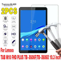 2Pcs Tempered Glass Tablet Screen Protector for Lenovo Tab M10 FHD Plus TB-X606F/TB-X606X 10.3'' Free HD Clear Protective Film
