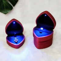 520情人節高檔愛心LED帶燈首飾項鏈鉆對戒指盒子求結婚禮儀式交換