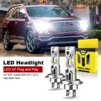 2PCS For GMC Acadia 2007 2008 2009-2011 2012 High Beam Led Bulb H7 Without Fan Headlight Bulb 60W 6000K Plug and Play 12V H7