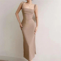 7861 beige long dress korean style woman dress plus size muslimah putih elegant evening dress dinner