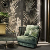Italian style light luxury sofa chair stainless steel nordic modern villa living room creative single lounge chair