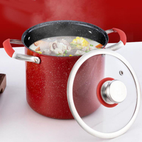 麥飯石不粘鍋家用高湯鍋大容量燃氣電磁爐通用煲湯鍋煮鍋雙耳湯鍋