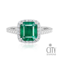 預購 City Diamond 引雅 『迪奧多拉』18K方形祖母綠3克拉鑽石白K金鑽戒