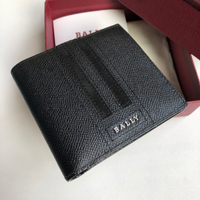 Bally Classic Men S Wallet Men S Brown Oil Waxed Leather Genuine Leather Wallet Black Red White Stri