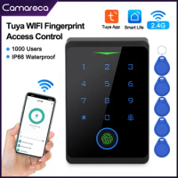 Camaroca Tuya WiFi Door Lock Waterproof Keyless Access Control Keypad Fingerprint Door Entry Biometric Digital Lock 1000 User