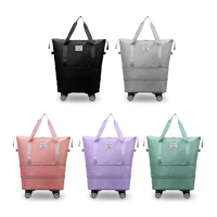 【Al Queen】時尚手提拉桿包(4入/可拆卸輪子/摺疊旅行包/帶輪行李袋/旅行袋/乾溼分離包/行李包)