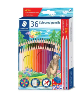 ดินสอ สีไม้ สเต็ดเล่อร์ STAEDTLER COLOURED PENCILS มี 36 สีแบบแท่งยาว(แถมฟรีกบเหลา+ดินสอ 2B 2 แท่ง) 