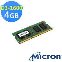 【Crucial 美光】DDR3 1600_4GB NB用記憶體(CT51264BF160B)