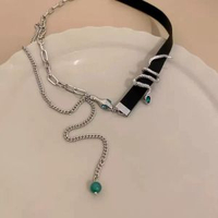 黑色choker項圈女頸帶配飾鎖骨鏈朋克風靈蛇頸鍊頸圈甜酷辣妹項鍊