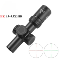 Tactical Rifle Scope HK1.5-5.5x20IR Adjustable Airsoft Riflescope For Hunting Compact Shooting PCP Airgun Optics Sight